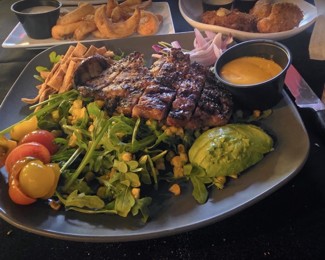 Ribeye steak salad with avocado